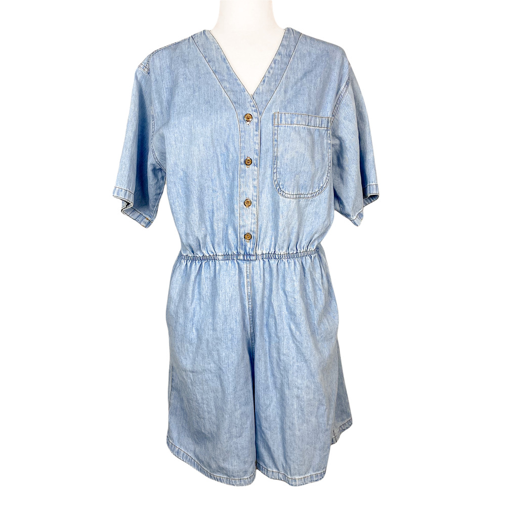 CMC Light Wash Denim 90s Oversized Romper Size XS - Picture 6 of 12